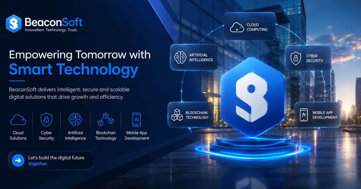 BeaconSoft smart technology banner with AI, cloud, cyber security tech