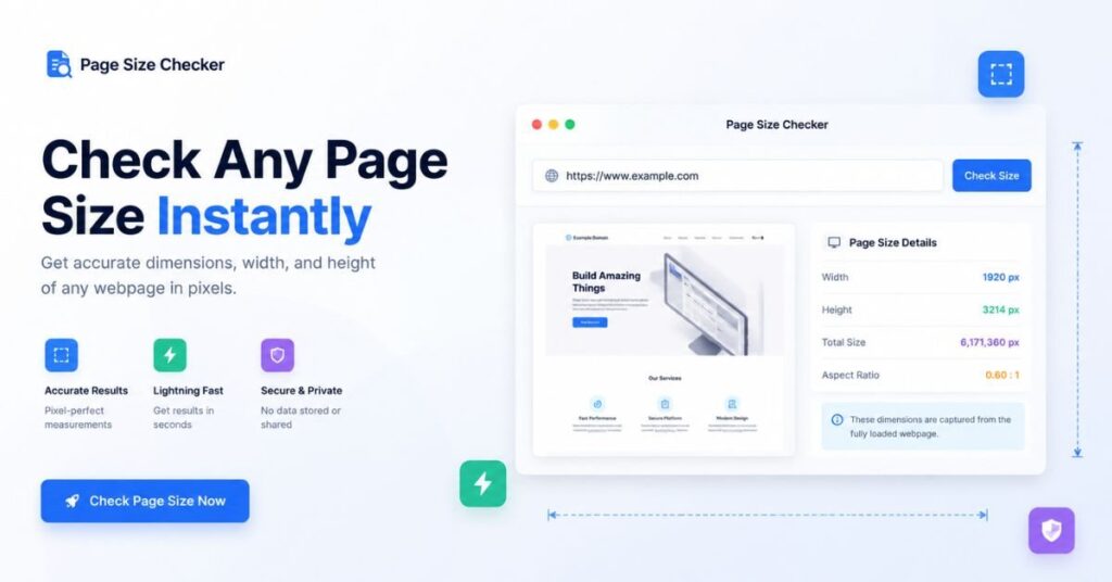 Modern dark Page Size Checker dashboard with sleek UI and analytics tools