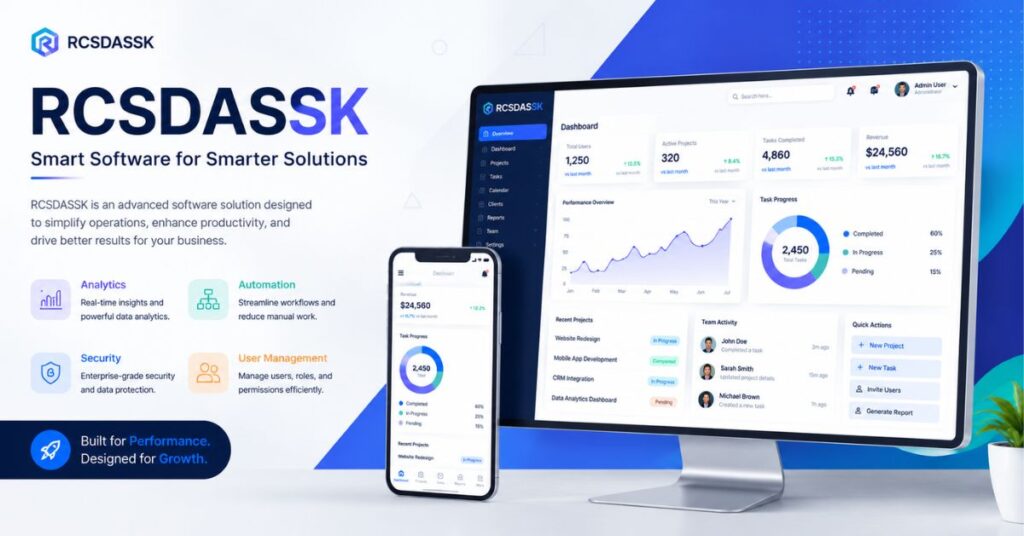 RCSDASSK modern AI software dashboard with smart engineering interface