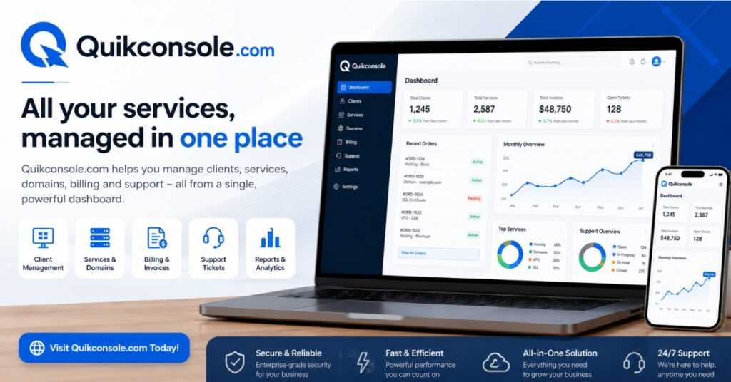 QuikConsole.com modern console solution for coding and server management
