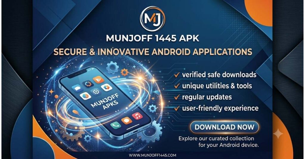 Munjoff1445 APK updated Android app preview with key features displayed